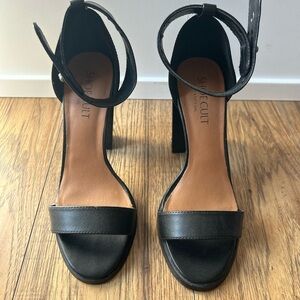 NastyGal Black Vegan Leather Sandals Size 6.5
